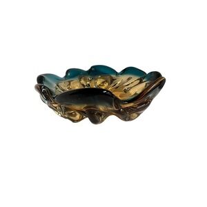 Murano Art Glass Amber blue green Bowl